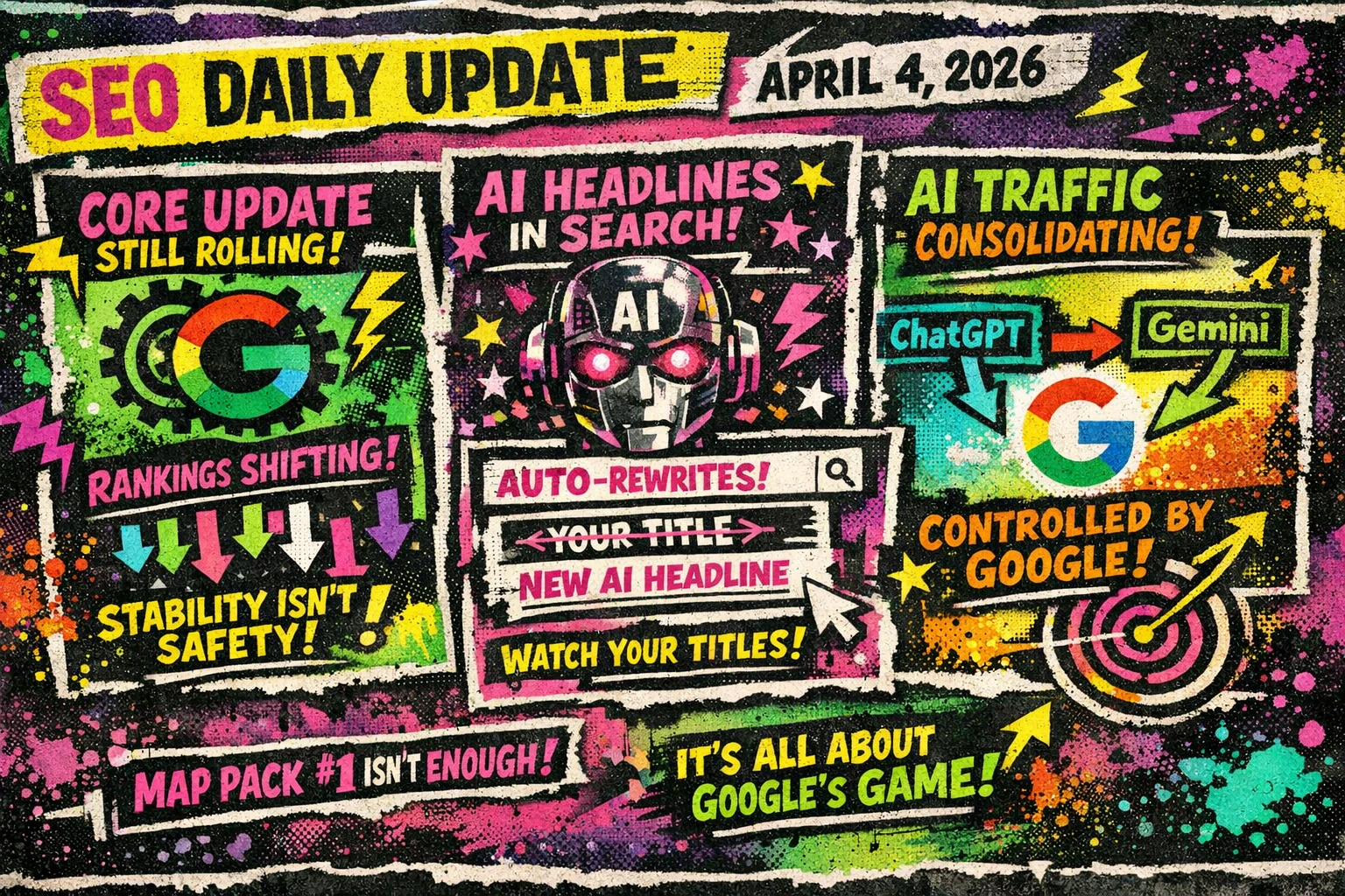Google search results showing AI-generated headline rewrite above an organic listing