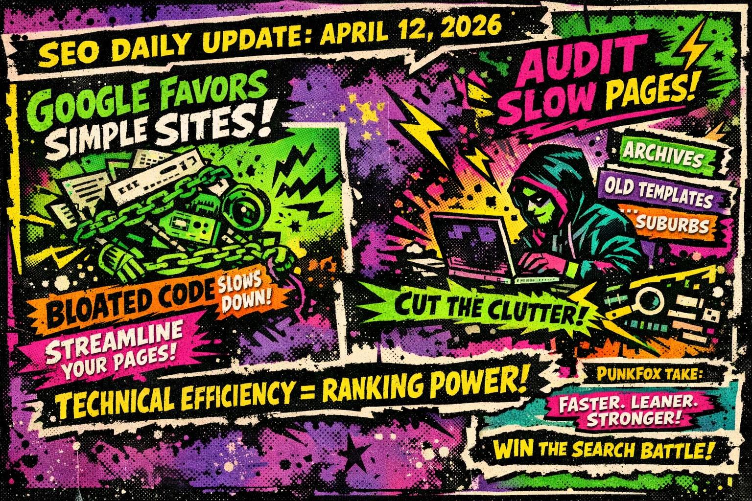 Comparison of a lightweight website and a heavy website during Google crawling