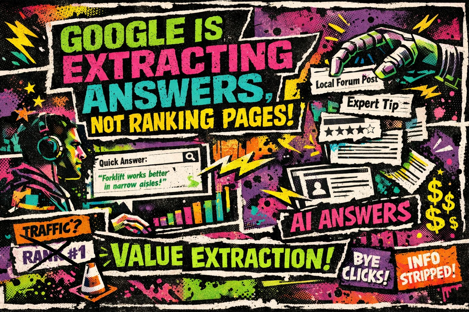 Google search results showing AI extracting answers instead of ranking full web pages