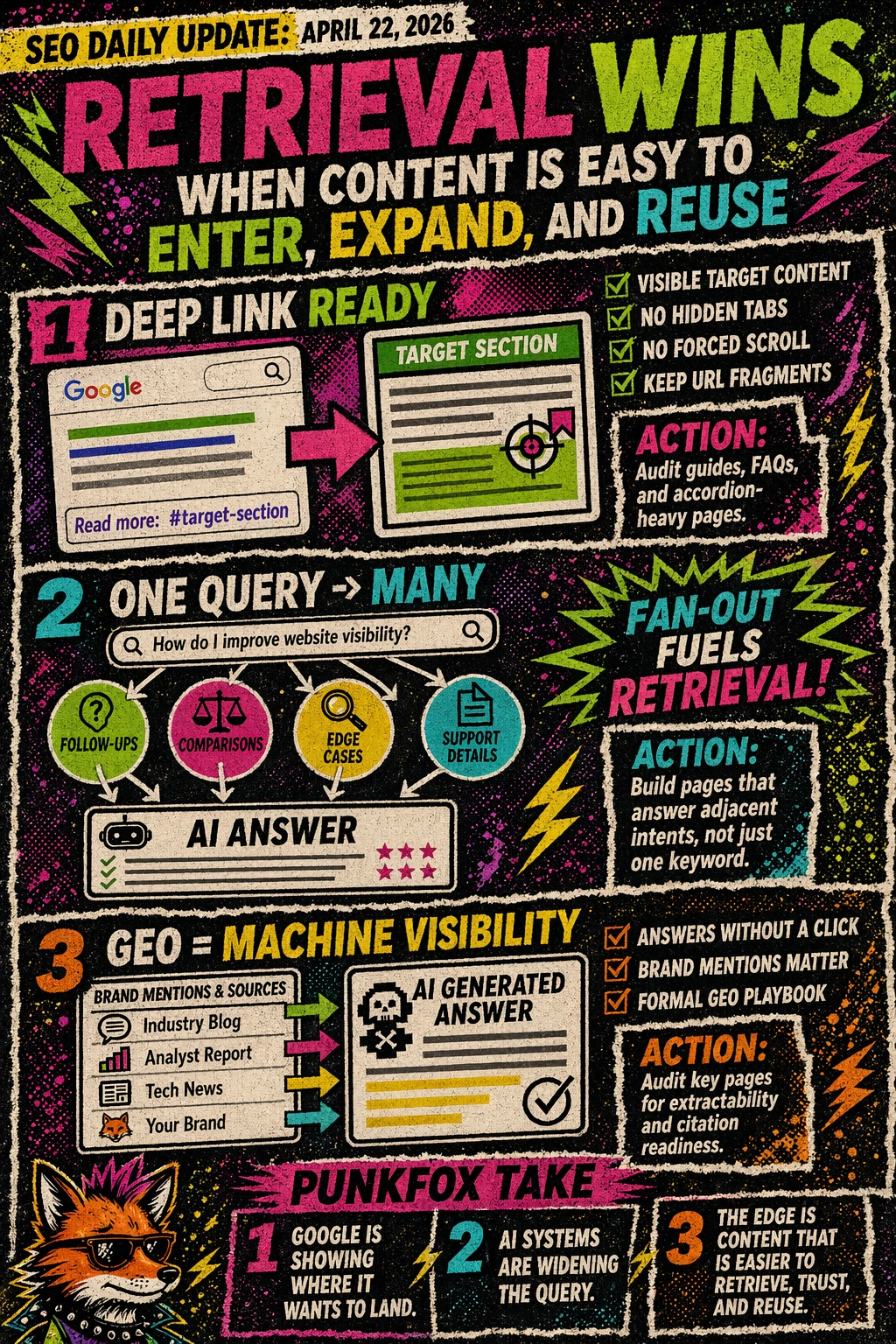 SEO analyst reviewing how Google deep links, AI query expansion, and GEO strategy influence search visibility