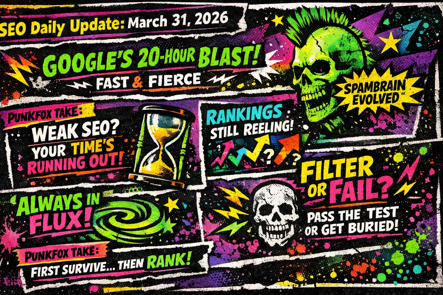 Google March 2026 spam update graphic showing rapid rollout and SpamBrain enforcement